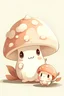 Placeholder: Cute mushroom, soft colors, one baby mushroom and mama mushroom