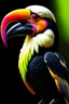 Placeholder: hornbill bird full body, digital art, photo, illustration, digital painting,oil painting, smooth, sharp focus, highly detailed, with casque bird,