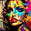 Placeholder: graffiti_street_art_beautiful_girl_photo_model_happy_sexy_vintage_mask_pop_art_colorful_background multi color domino salvador dali