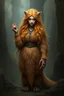 Placeholder: feral ginger elf beaver woman with long fur all over her entire body