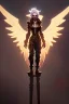 Placeholder: steampunk angel, pale, clouds, golden glow, majestic, heroic