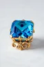 Placeholder: Beautiful blue gemstone with golden designs. Square.