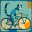 Placeholder: Gerar um quadro estilo Picasso de um gato andando de bicicleta