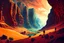 Placeholder: create a surreal illustration the precipice of insanity in the shadowed canyon lands of oblivion