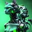 Placeholder: A beautiful portrait of a cyborg cat green color scheme, high key lighting, volumetric light high details psychedelic background