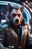 Placeholder: really macho pimp Christopher Walken orc wolf captain chat hog that go hard sitting in space station cockpit , in front of space portal dimensional glittering device, bokeh like f/0.8, tilt-shift lens 8k, high detail, smooth render, down-light, unreal engine, prize winning