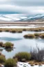 Placeholder: paisaje del sur argentino, con lago, día frio y nevado, incluyendo animales y plantas autóctonos.