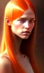 Placeholder: girl, cute, beautiful, head and shoulders portrait by Greg Rutkowski, orange hair, long hair, monarch butterflies in hair, orange dress