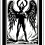 Placeholder: Angel code prophecy name words black and white Satan card