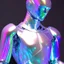 Placeholder: a male robot wearing a iridescent cloth