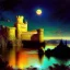 Placeholder: Drawing of 'Medieval Romanian Castle',mountain,lake,full moon, by gaston bussiere, greg rutkowski, yoji shinkawa, yoshitaka amano, tsutomu nihei, donato giancola, tim hildebrandt, oil on canvas, cinematic composition, extreme detail,fit full head inside picture,16k