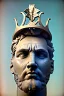 Placeholder: Ultra Realistic image, Roman sculpture, white marble material, Lionel Messi, gold crown of natural thorns, god crown, Renaissance style, sun rays background, waist up portrait, epic, celestial, cinematic lighting, God lights, 4k resolution, smooth details, soft lighting, unreal engine 5, art station, substance 3d.