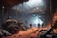 Placeholder: sci-fi enslaved in a mine, the group is mining in terrible conditions, they use dusty and rusty high tech tools