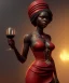 Placeholder: Negra Francisca, beautiful, curvy body, African slave, simple red fabric dress, beautiful long black hair, red headband, head and shoulders portrait, holding glass of wine, 8k resolution concept art portrait by Greg Rutkowski, Unreal Engine 5 volumetric lighting