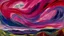 Placeholder: Magenta geometric storm clouds in the sky painted by Edvard Munch