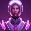 Placeholder: Cute boy face, Sci-fi character, purple backlight, pink and purple, scifi suit, profile, purple background, pink lighting