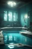 Placeholder: cyan pool in fallout 4 setting, bokeh, downlight, prize winning, depth of field, in the style of ivo caprino, backlight, aura