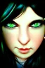 Placeholder: beautiful fantasy cartoon gaming green eyes black hair logo