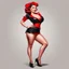 Placeholder: pinup girl wearing red and black colors, full body, detailed, realistic, isolated on white background