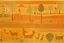 Placeholder: A light rosy orange colored savanna with animals designed in ancient Greek pottery painted by Paul Klee