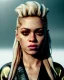 Placeholder: portrait, Shakira, blonde artist, angry, Realistic image, MMA robe, hoodie, mma gloves, loose long hair, fight pose, eyes, make-up, gold line make-up, moisture, sweat, fog, goddess, Neon colors, leds. Black background, photo studio, concept art, smooth, unreal engine 5, god lights, ray tracing, RTX, lumen lighting, ultra detail, volumetric lighting, 3d, finely drawn, high definition, 4k.