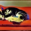 Placeholder: oil portrait of tricolor pattern Cat sleeping in a sofa by Joaquín Sorolla 8k