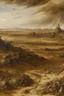 Placeholder: A brownish bronze arid wasteland covered in dirt painted by Albrecht Durer