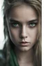 Placeholder: Photoreal gorgeous shot of beautiful young girl with one gold and one green eye, warrior, strong, sad, resilient, forgotten realms fantasy style by lee jeffries, otherworldly creature, in the style of fantasy movies, shot on Hasselblad h6d-400c, zeiss prime lens, bokeh like f/0.8, tilt-shift lens, 8k, high detail, smooth render, unreal engine 5, cinema 4d, HDR, dust effect, vivid color