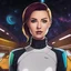 Placeholder: [space, the final frontier] Rebecca from CYBERPUNK EDGERUNNERS in Star Trek lower decks style.