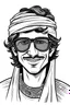 Placeholder: funny Young man with sunglasses saudi characters drawing black & white