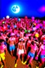 Placeholder: rave party in 80's with circus on the moon full