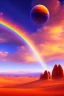 Placeholder: Ufo rainbow, intergalactique, trés belles couleurs, cosmic, colours, planet, gold, realistic, beau paysage futuriste, vaisseau extra terrestre