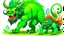 Placeholder: fantasy cartoon style illustration: fierce green beast is chasing a moneky