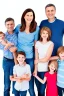 Placeholder: A family painting of a beautiful modern European family with two parents and five kids, photo - realistic