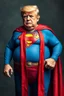 Placeholder: a thoroughly confused, frail, elderly and obese donald trump standing dressed as superman