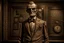Placeholder: A unsettling uncanny nobleman ushering you into a creepy wax museum, fantasy, digital art, sepia