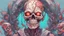 Placeholder: a close up of a person with a skull on their head, anime skull portrait man, scary detailed art in color, hiroyuki-mitsume takahashi, nychos art aesthetic, half man half skeleton, anime cyberpunk art, colored manga art, rossdraws pastel vibrant, hot colors. insanely detailed, beautiful anime portrait, stunning anime face portrait, scary art in color