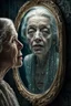 Placeholder: An image of a young woman gazing into a mirror, with subtle glimmers portraying the suspense and shock as the mirror reveals an old woman face