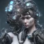 Placeholder: portrait post-apocalypse cyborgs hitomi tanaka face in a cyberpunk city, sci-fi fantasy style, volumetric lighting, particales,highly detailed,cinamatic, deep colours, hitomi tanaka long black hair xtreme detailed, 4k, intricate,