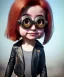 Placeholder: Female Minion toddler, steampunk, full body, red hair, leather jacket, dramatic lighting, hyper realistic