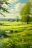 Placeholder: Spring Meadow Painting | Vintage Landscape Print | Country Field