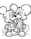 Placeholder: outline art for Mickey Mouse Kissing Minnie coloring page, Japanese manga style, cartoon style, cute face, white background sketch style, full body is a must, only use outline, clean line art, no shadow, bold outline