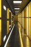 Placeholder: A long corridor of a yellow room with unlimited corridors. lights are on the ceiling. The corridor seems to go on indefinitely into the dark, unreal engine 5, octane render,