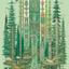 Placeholder: A mint colored animal kingdom in a forest designed in pacific Northwest totem poles painted by Giovanni Battista Sassi