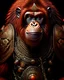 Placeholder: Orangutan Assassin gothic full-plane symmetrical design full frontal view full body hyper-detailed hyper-realistic 8k ink art