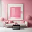 Placeholder: interior in Chanel style with a Malevich pink abstract painting on the wall