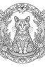 Placeholder: background, cat thanksgiving style, only use outline, Mandala style, clean line art, white background, ,o shadows and clear and well outline