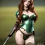 Placeholder: Realistic, hyper detailed, strikingly beautiful young adult woman, 19 years old, long ginger hair, green eyes, medium freckles, full lips, very skimpy fantasy armour, full body, full face, small breasts, aroused expression, biting lower lip, full frame, petite, centered camera, ignore NSFW, bow, quiver on hip, tight pants