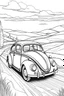 Placeholder: Outline art, no shading, full Volkswagen on the road, cartoon style, thick lines, low details, --ar 9:11