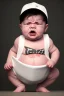 Placeholder: Portrait of an angry baby, fat stomach, diaper, mafia hat, sigar